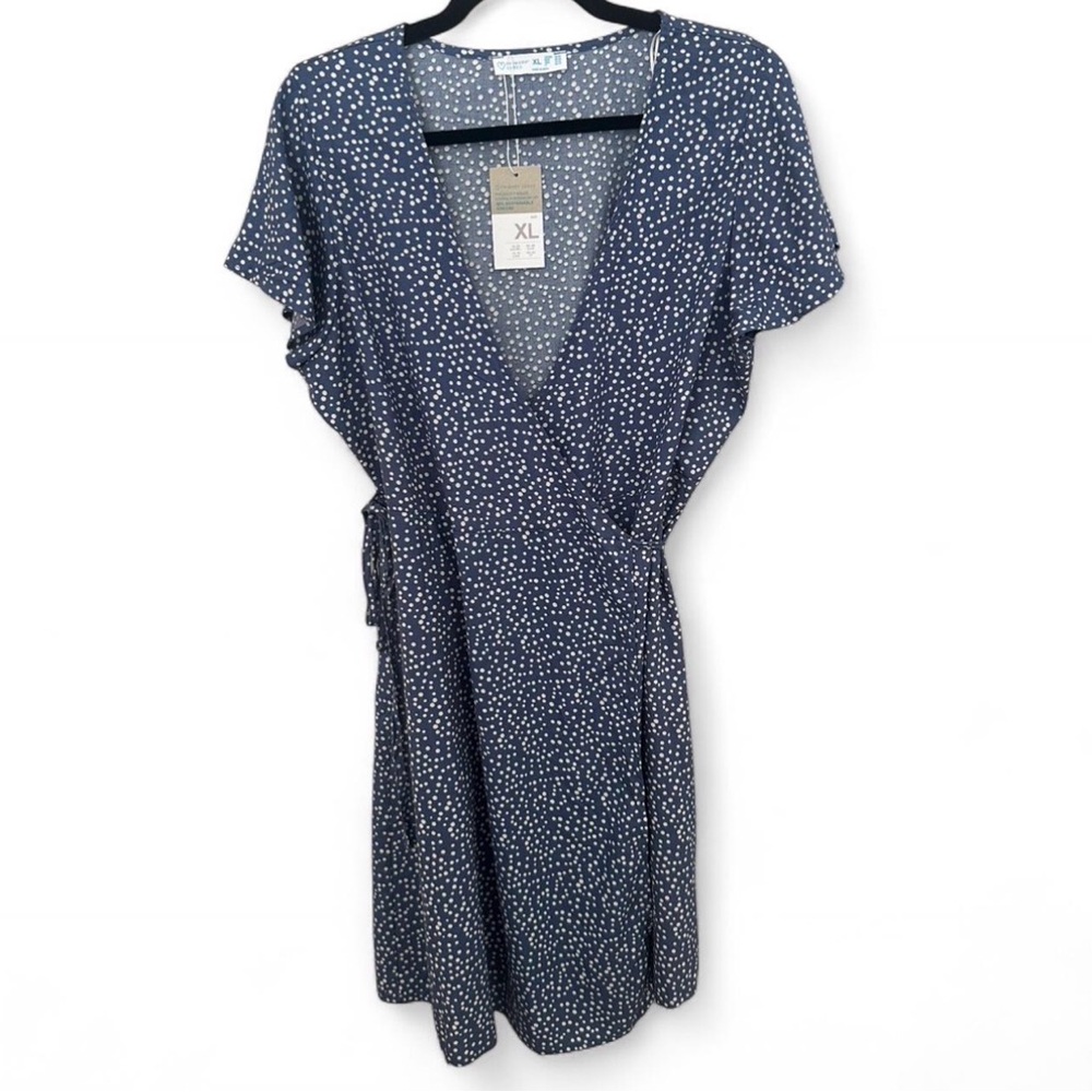 Blue Polka Dot Wrap Dress